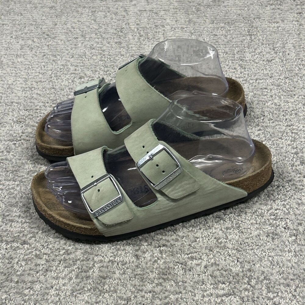 Birkenstock Arizona Leather Sandals Womens 7 Light Green EU 38 Mens 5